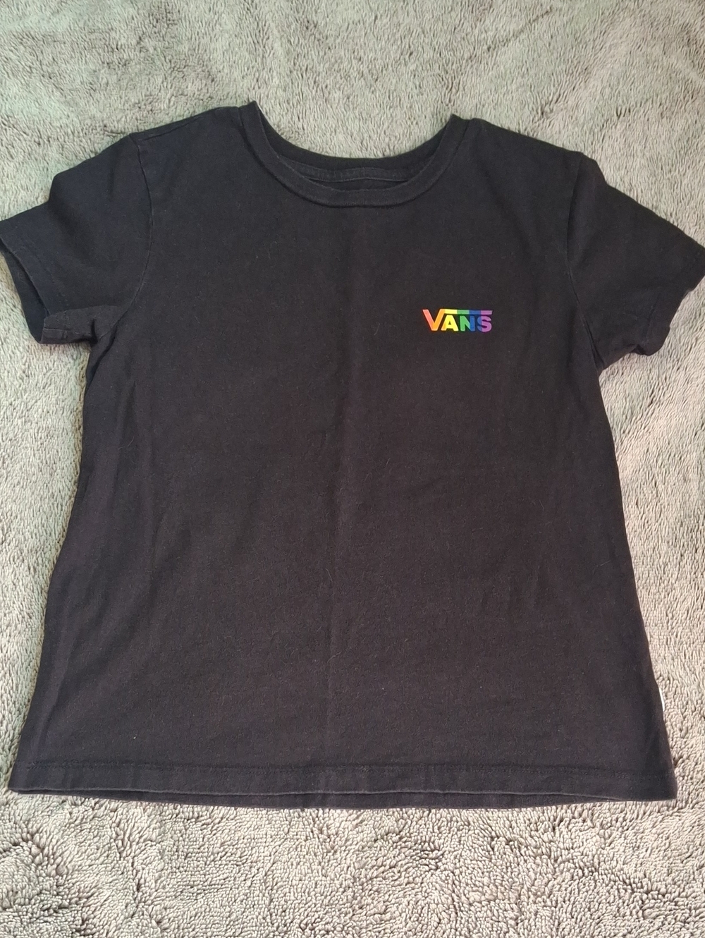 Vans Black Tee with Rainbow Logo